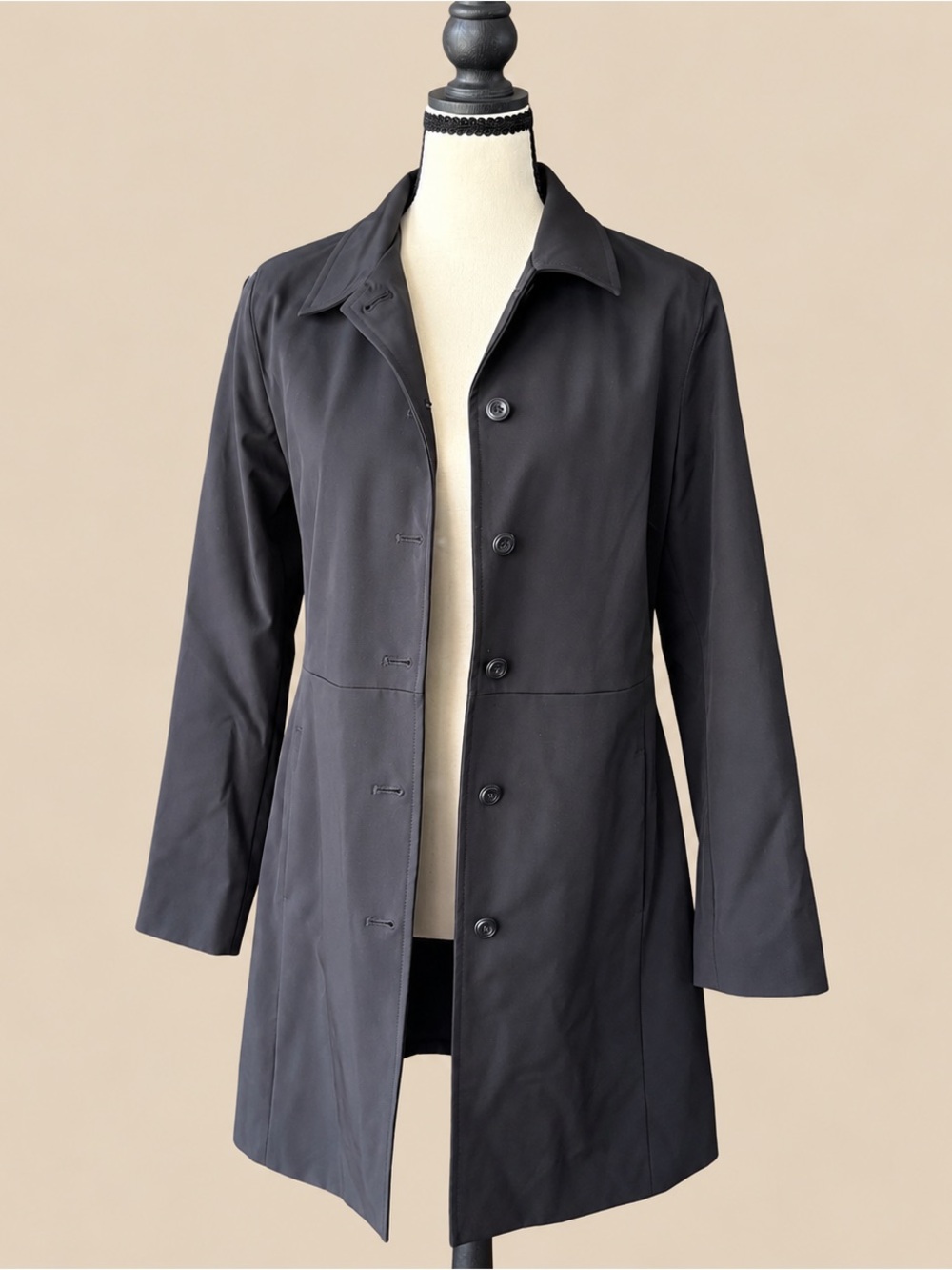 Y2K Gap 2001 Minimalist Black Trench XS